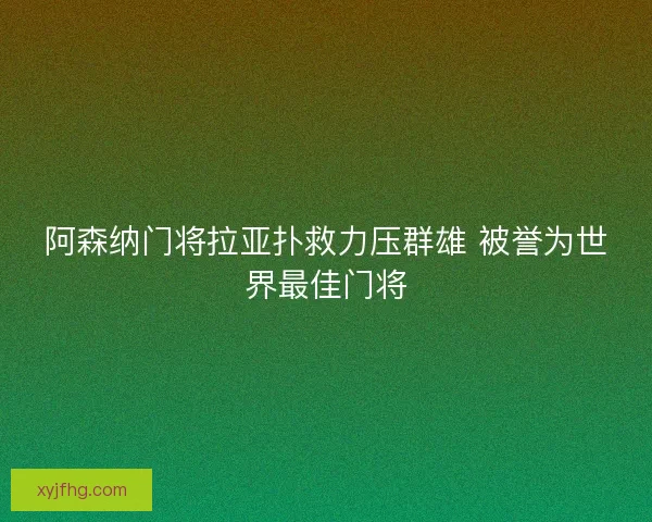 阿森纳门将拉亚扑救力压群雄 被誉为世界最佳门将