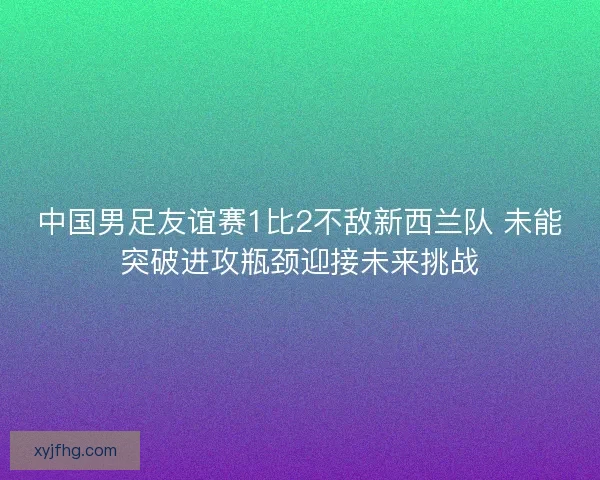 中国男足友谊赛1比2不敌新西兰队 未能突破进攻瓶颈迎接未来挑战