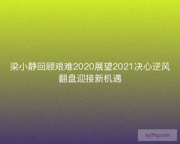 梁小静回顾艰难2020展望2021决心逆风翻盘迎接新机遇